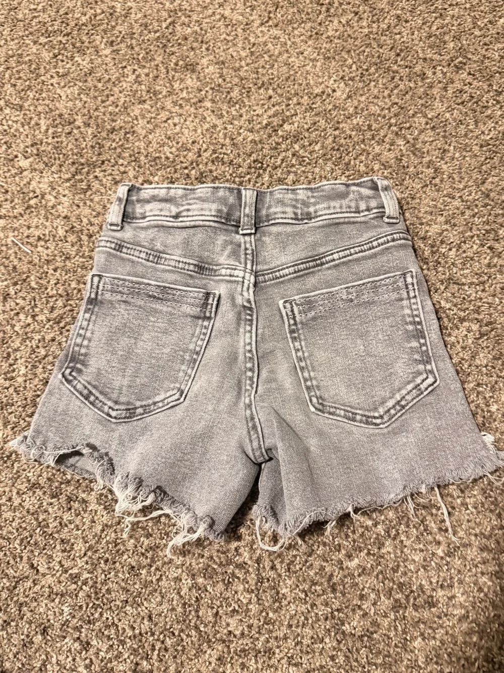 Girls' Gray Denim Shorts with pale Yellow Floral Embroidery